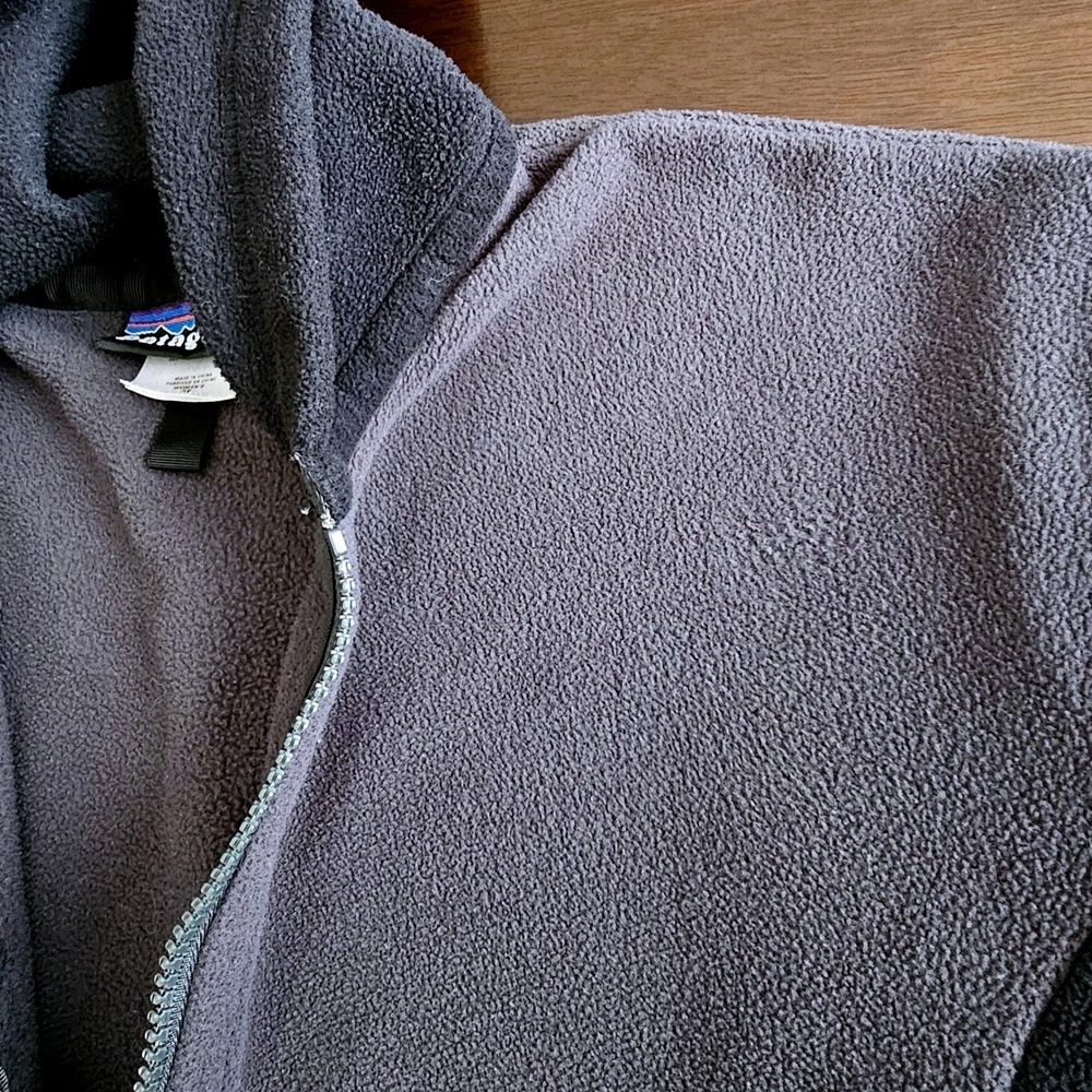 Patagonia Women's Full Zip‎ Fleece Hoodie Gray Black Jacket Activewear Medium - Picture 8 of 9
